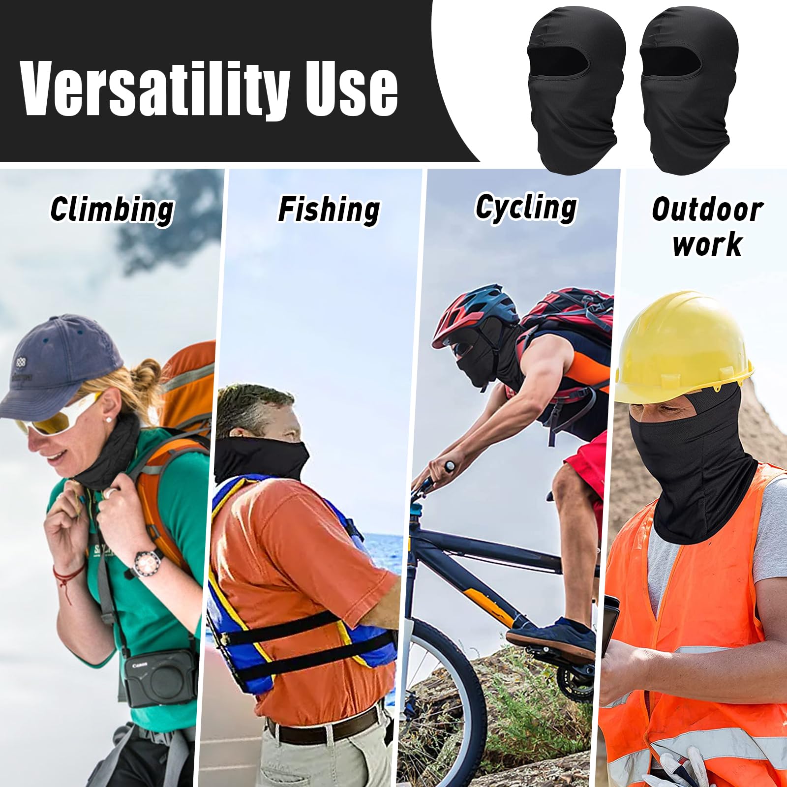 Skimaske für Herren, UV-Schutz, schwarze Skimaske, Shiesty-Maske, Sturmhaube, Gesichtsmaske für Männer und Frauen, Vollgesichtsmaske für Outdoor-Sport, Motorrad, Fahrradhelm, Schwarz, Größe M