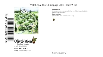 Valrhona 4653 Guanaja 70% Dark Chocolate Baking Feves from OliveNation, Intense Bittersweet Cacao Flavor - 2 lbs