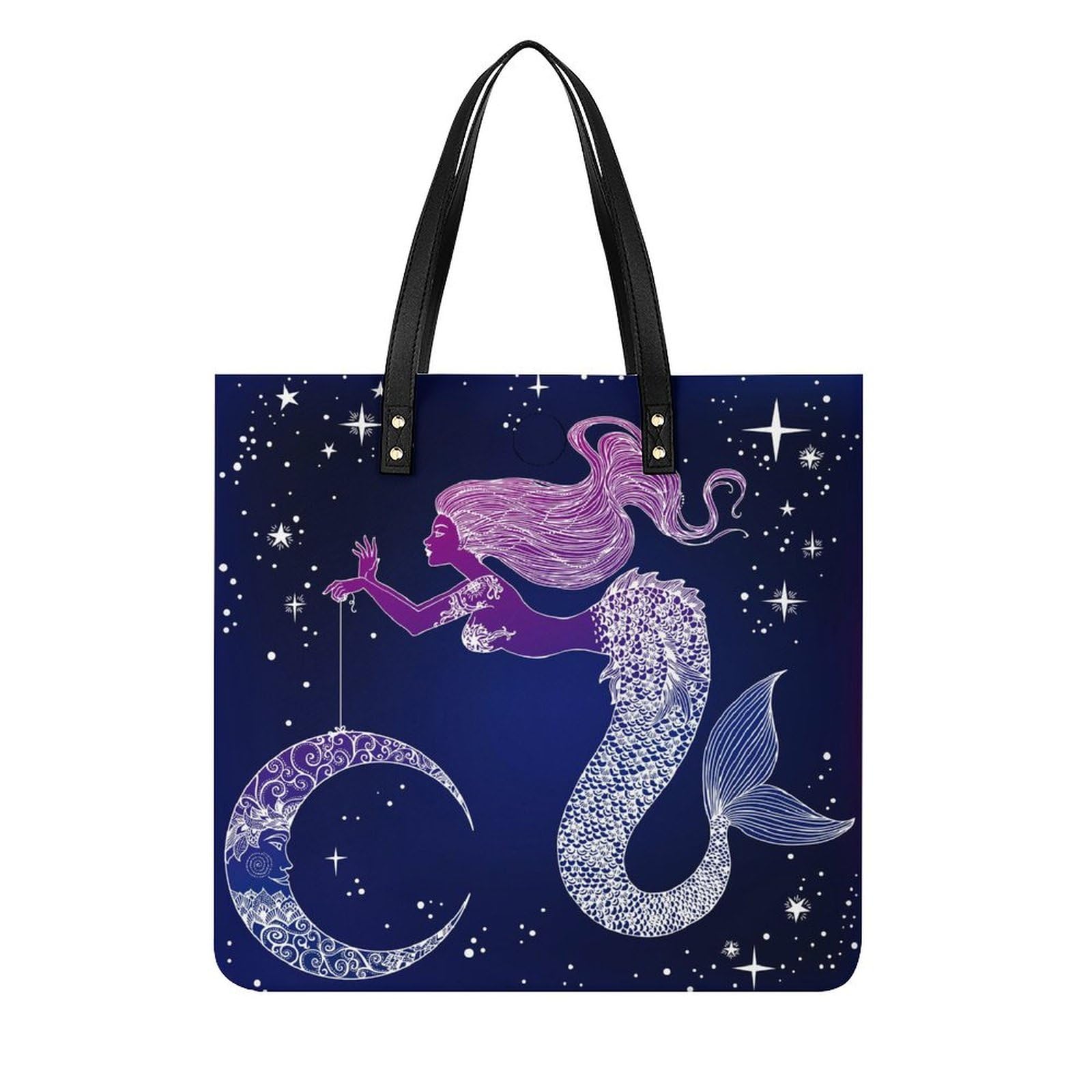Sac à main sirène de la lune grand format carré au design féerique - 8