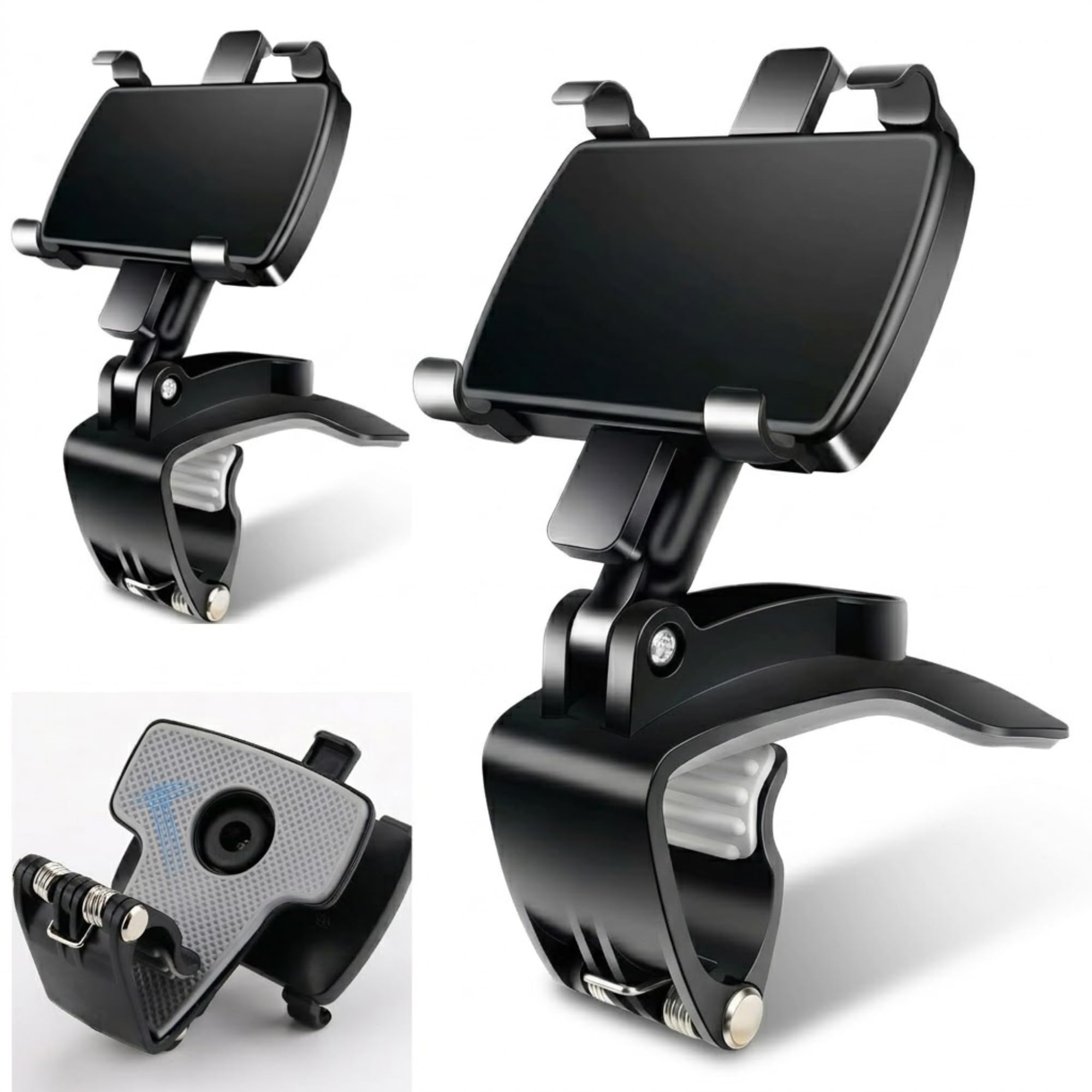 Drumstone 360 Rotatable Car Phone Holder Universal Dashboard and Rearview Mount Anti Slip Adjustable Mobile Holder for Smartphones GPS Navigation Hands Free Driving Holder-image-2