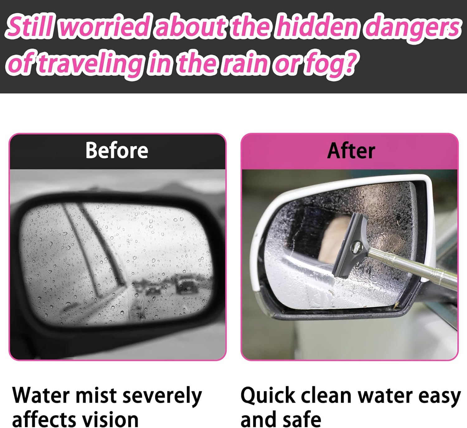 Side Mirror Squeee, Car Mirror Squeee, Retractable Car Rearview Mirror