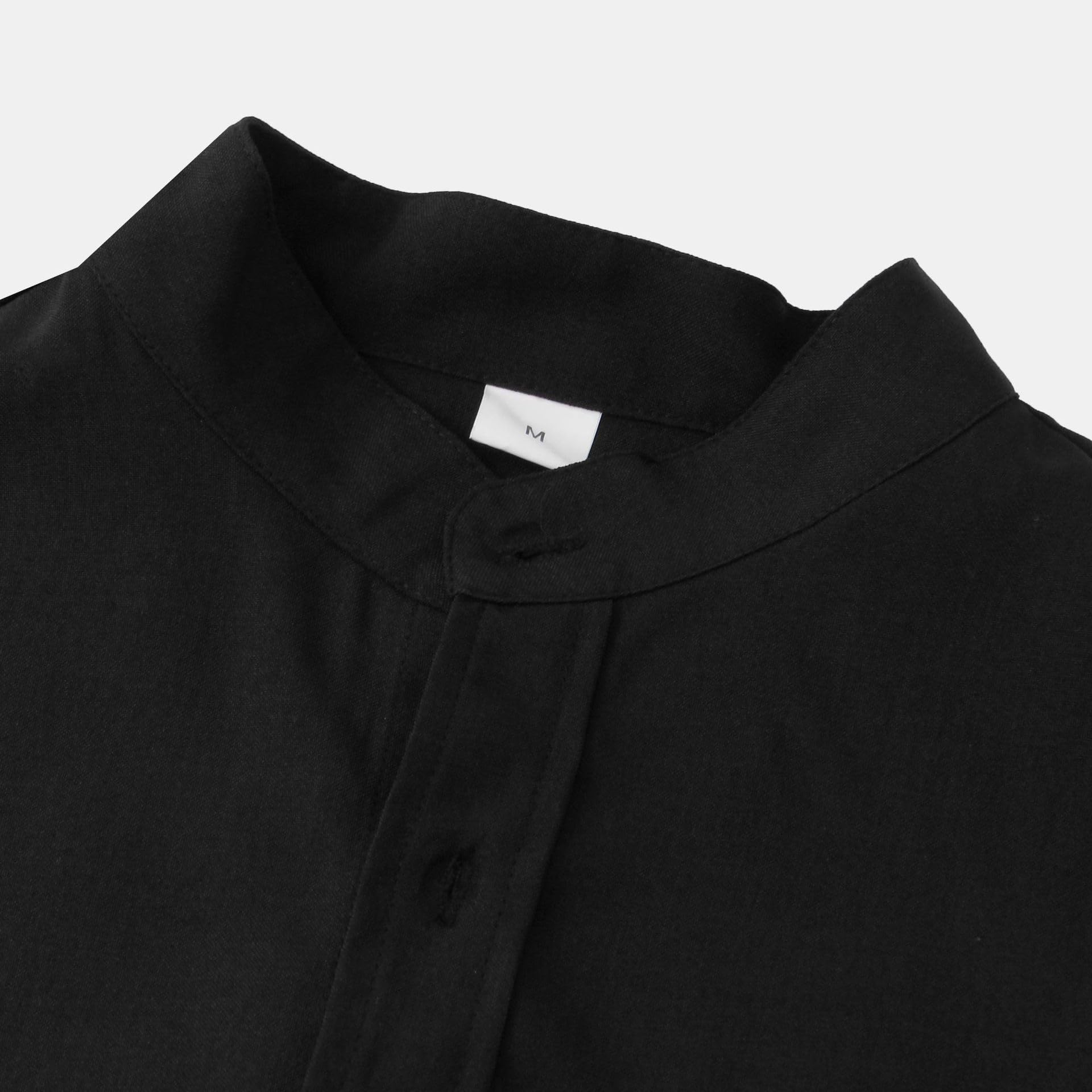 Camicia Uomo, Camicie da Uomo in Cotone e Lino, A Maniche Corte, con Collo A Serafino, con Bottoni, vestibilità Regolare, Casual, Cardigan Leggero, Estivo, da Spiaggia, con Tasca