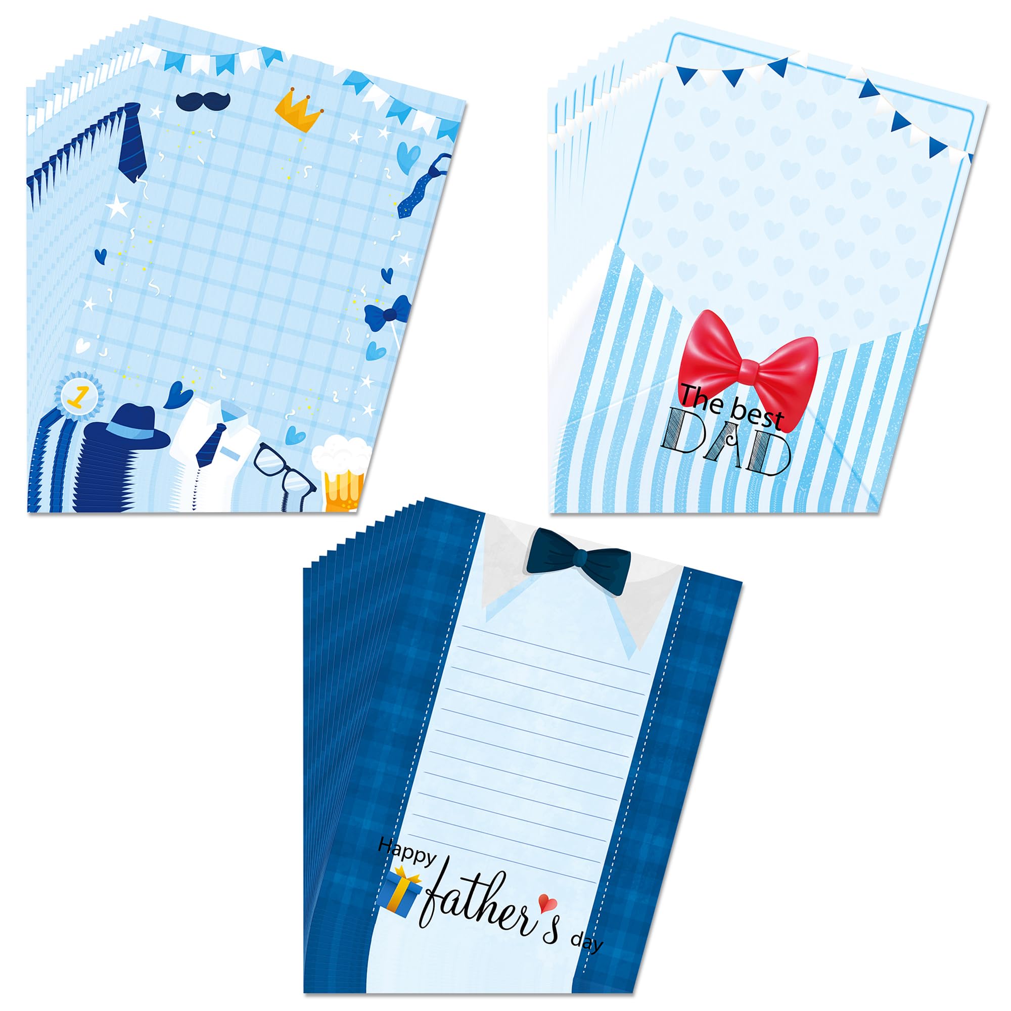 GLKTOPO 60 Sheets Stationery Writing Paper, 3 Style Flowers Blossom Spring Blank Inside Letterhead Notes Greeting Paper for Mother's Day Father's Day