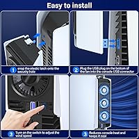 Vista 6 de Cooling Fan for PS5, Quiet Cooler Fan with LED Lights, PS5 Cooling Fan with USB3.0 Hubs, Upgraded Efficient Cooling System for PS5 Accessories, for