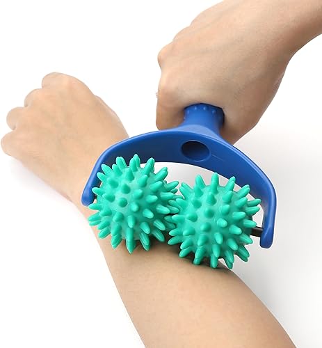 Miniatura 5 de 2 bolas de masaje de mano con pinchos, compactas y portátiles, herramientas de relajación muscular con mango profundo para aliviar el dolor y la