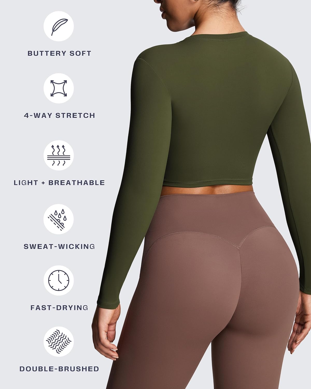 Aoxjox Long Sleeve Crop Tops for Women Classic Longline Workout Fitness Cropped T Shirt Top - Image 4