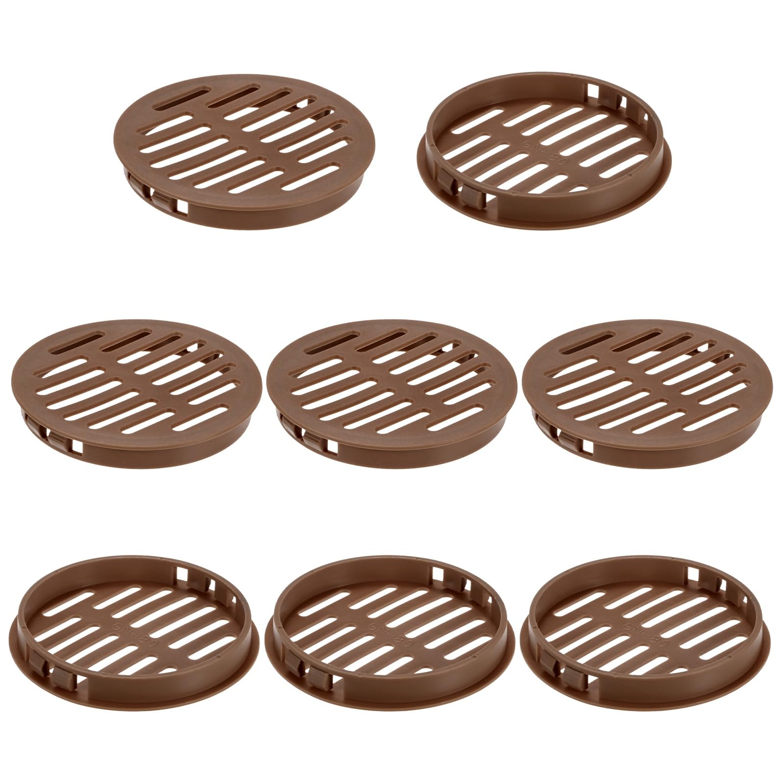 Grille d'aération ronde en plastique marron pour meubles et placards lot de 8