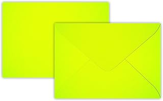 Paper24 - Sobres (200 unidades, formato DN, 12,5 x 17,6 cm, cierre húmedo, con solapa triangular, 100 g/m²), color amarillo neón