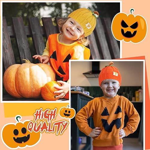 Miniatura 6 de Mepase 2 piezas de Halloween Baby Pumpkin Hat Infant Kids Pumpkin Beanie Winter Cute Knit Hat Newborn Beanie Baby Winter Cap Soft Boy Girl Acción de