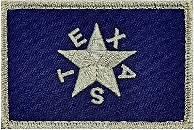 Blue Texas Star Flag Revolution Lone Star TX Tactical Embroidered Patch - 3 x 2 inch Hook Fastener Backing P443
