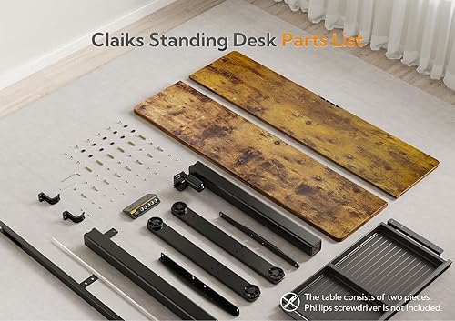 Vista 21 de Claiks Escritorio de pie con cajones, 55 x 24 pulgadas, escritorio eléctrico de altura ajustable para estación de trabajo de computadora