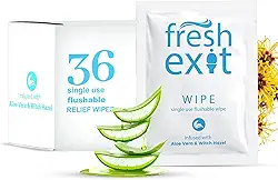 Lenços umedecidos para hemorróidas laváveis – 36 unidades – embalados individualmente com hamamélis e aloe vera, lenços grandes e discretos de viagem para adultos, calmantes e suaves para a