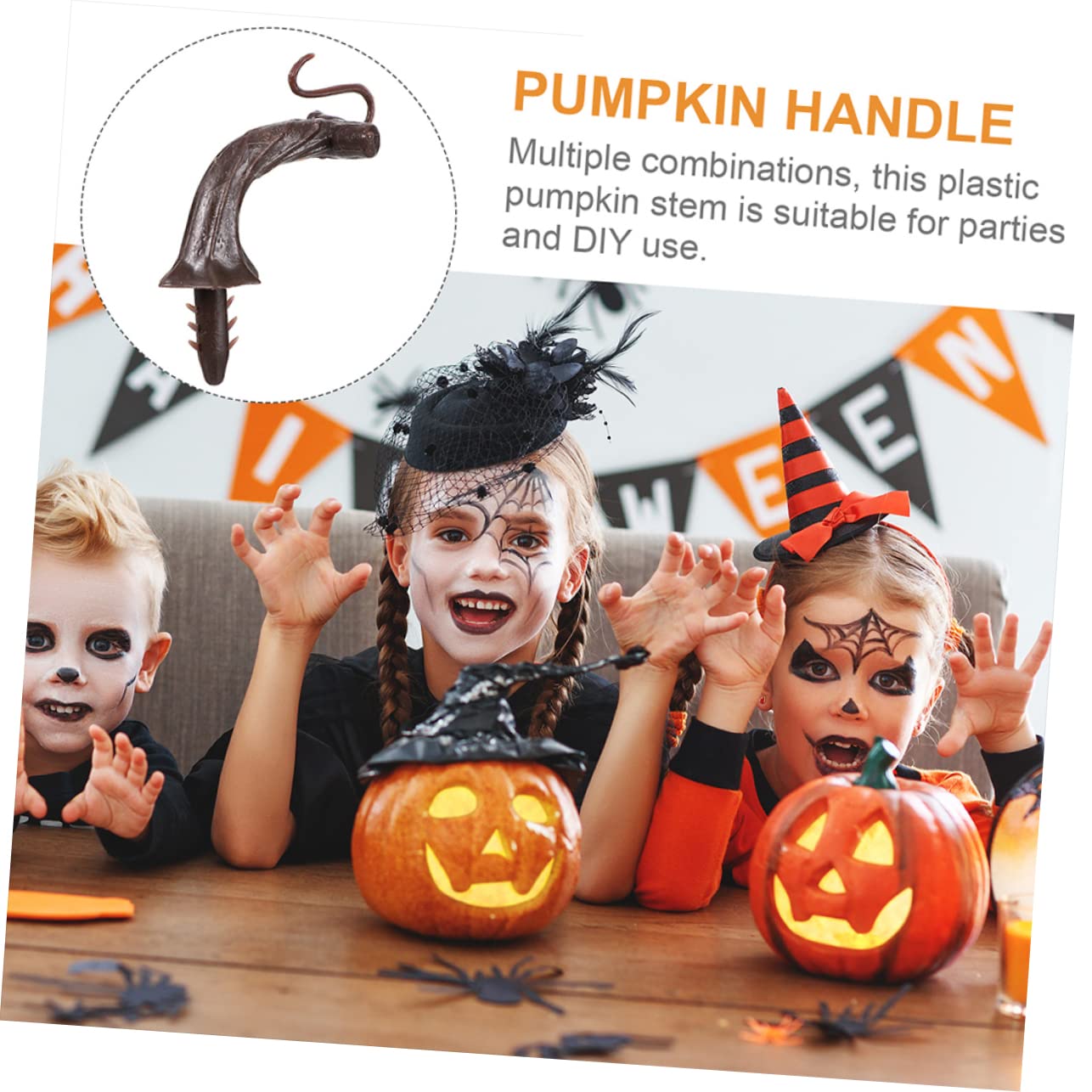 NUOBESTY 7 Set Manico di Zucca in Plastica - Decorazione Lanterna Lampada di Zucca Gambi di Zucca Teste di Zucca Steli di Zucca in Tessuto Ciotola di Zucca Schiacciare Colorful 36 Pezzi * 7