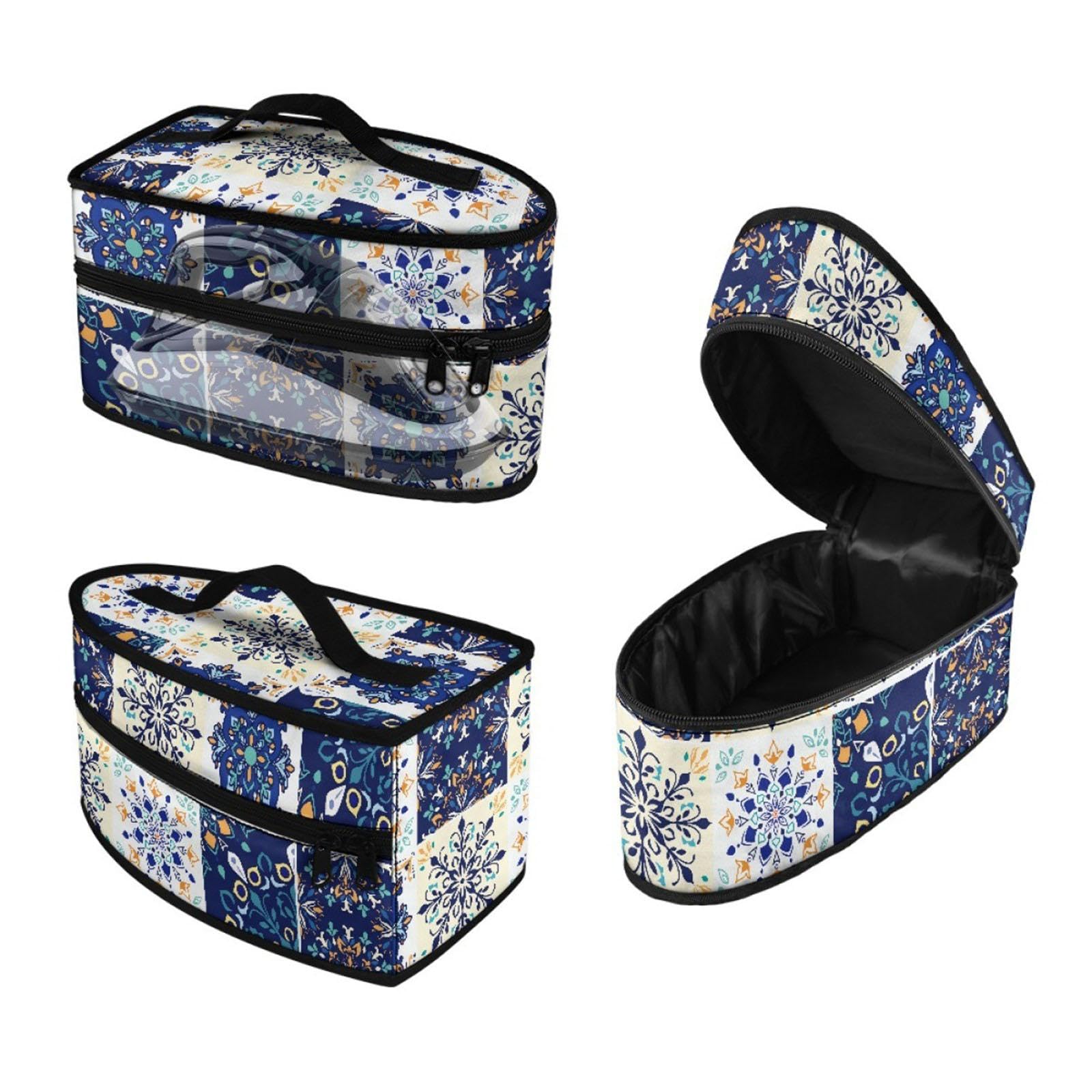 Borsa porta ferro da stiro con manico, pratica e multiuso, con chiusura a cerniera, per viaggi di lavoro all'aperto e al chiuso, Blu E Bianco