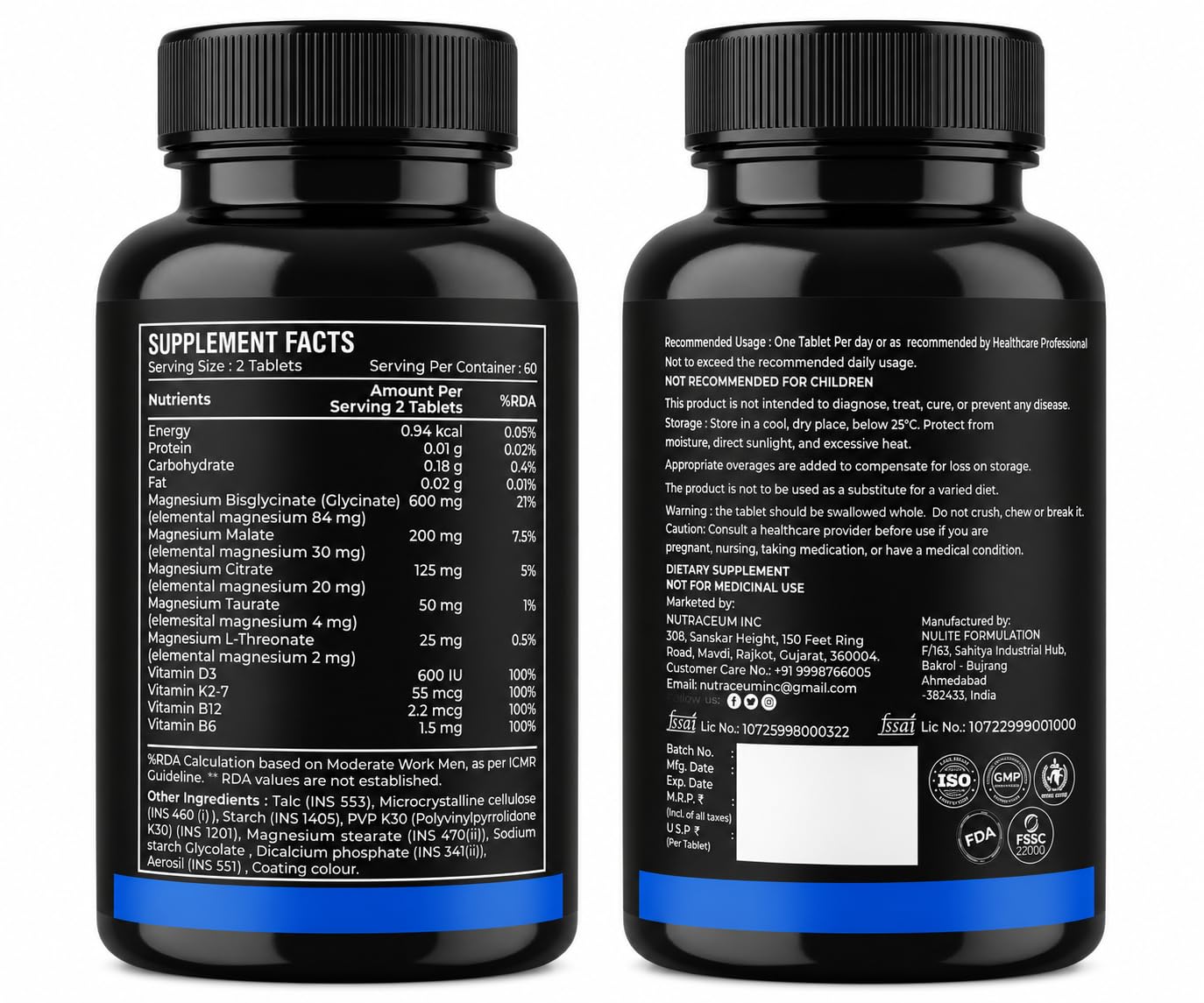 Nutrasium Penta Magnesium Complex 5X | 5 Forms of Magnesium with Vitamin D3, K2-7, B12 & B6 | Supports Muscles, Bones, Nerves, Relaxation, Sleep & Energy | 60 Tablets — Amazon image 9