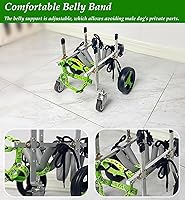 Vista 4 de Silla de ruedas para perro, con 4 ruedas, soporte completo para piernas, silla de ruedas ajustable para perros pequeños, medianos y grandes, soporte