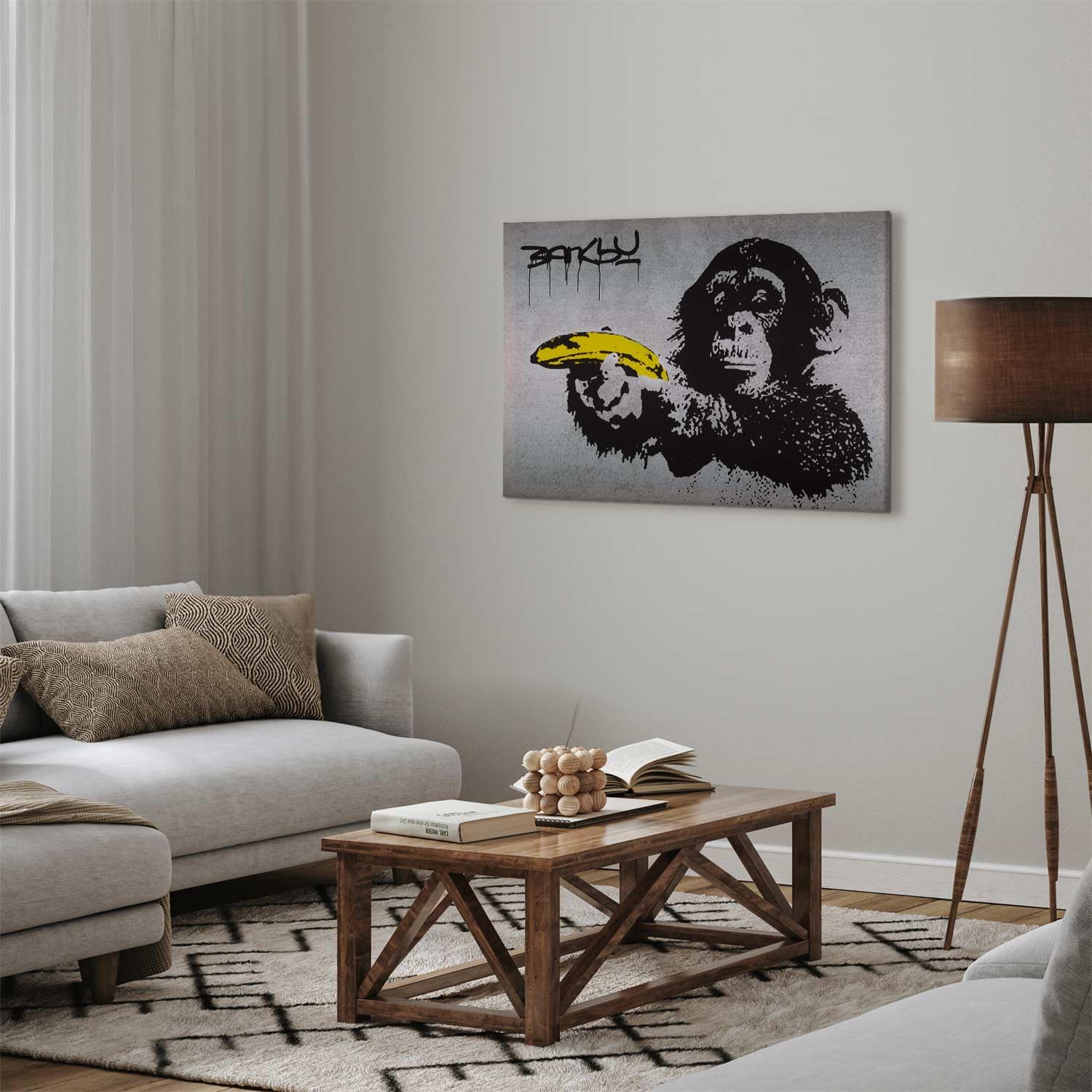 B&D XXL - Leinwandbild Affe mit bananen, 120x80 cm, 1-teilig, Schlafzimmer