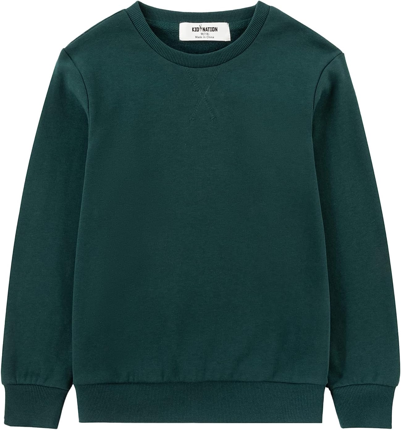 Kid Nation Kids Slouchy Soft Brushed Fleece Casual Basic Crewneck Sweatshirt for Boys or Girls 4-12 Years