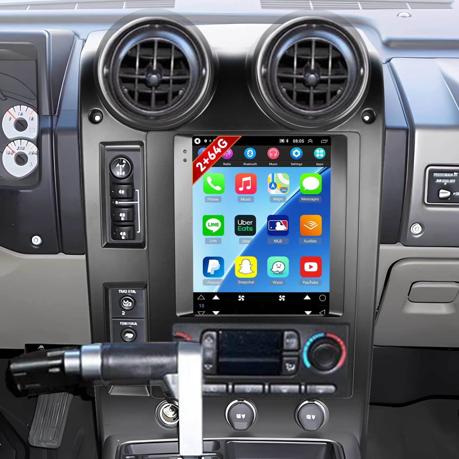 for Hummer H2 Radio 2002 2003 2004 2005 2006 2007 [2+64G] Android Screen