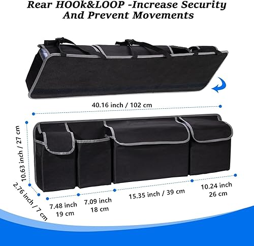 Miniatura 2 de Organizador y almacenamiento para maletero de automóvil, organizadores de respaldo de asiento, bolsa de almacenamiento plegable con 4 bolsillos,