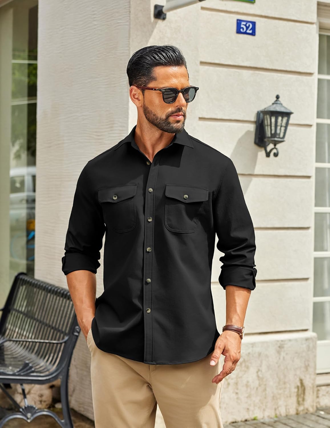 COOFANDY Men's Long Sleeve Button Down Work Shirt with Flap Pockets - Image 5