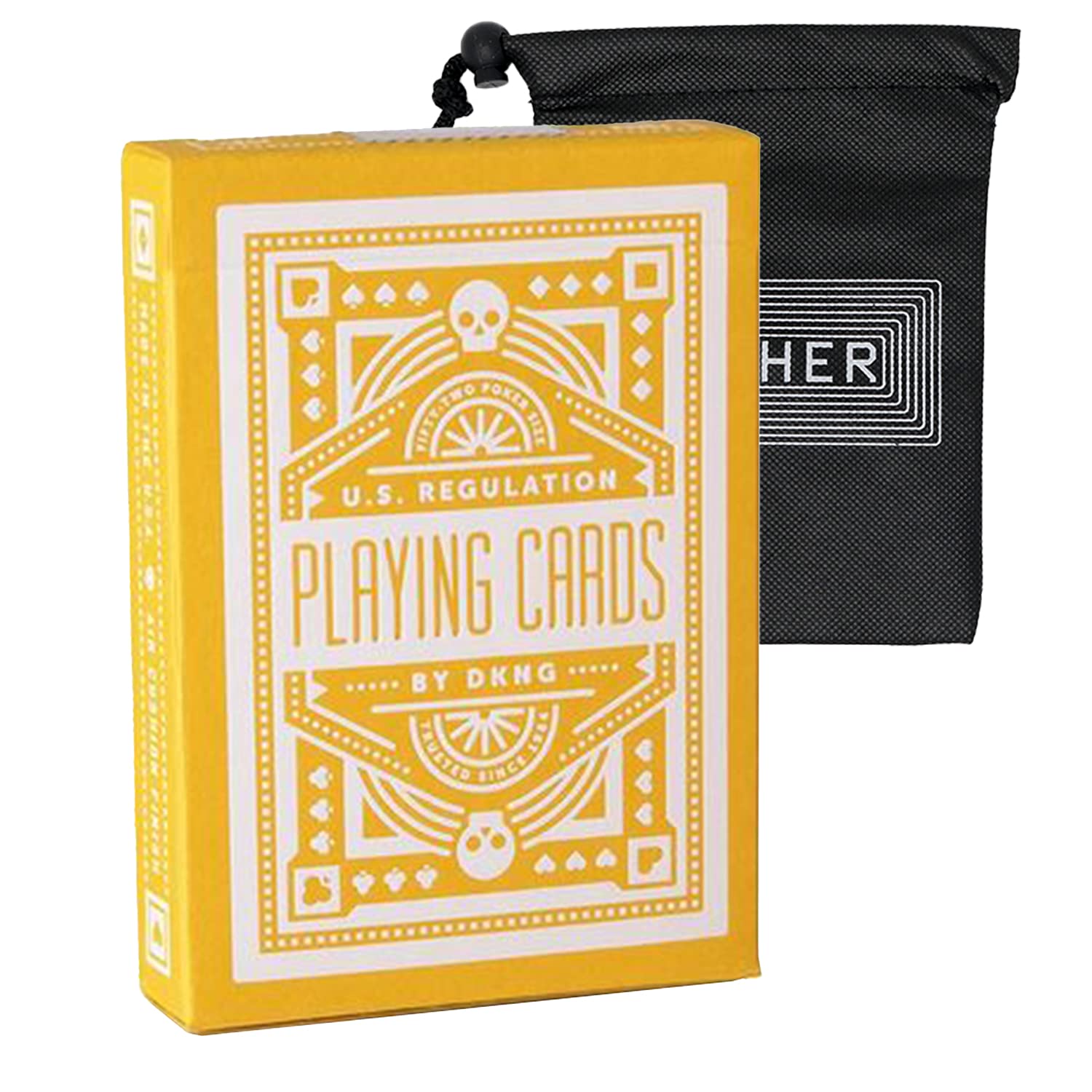 Cipher Playing Cards and Art of Play DKNG Yellow Wheel Playing Cards Includes Playing Cards Bag