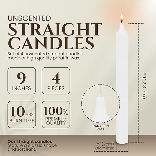 Miniatura 66 de Axiom Candles Velas altas sin goteo de 10 pulgadas sin perfume y sin humo, 9 horas de tiempo de combustión, velas cónicas para el hogar, cenas