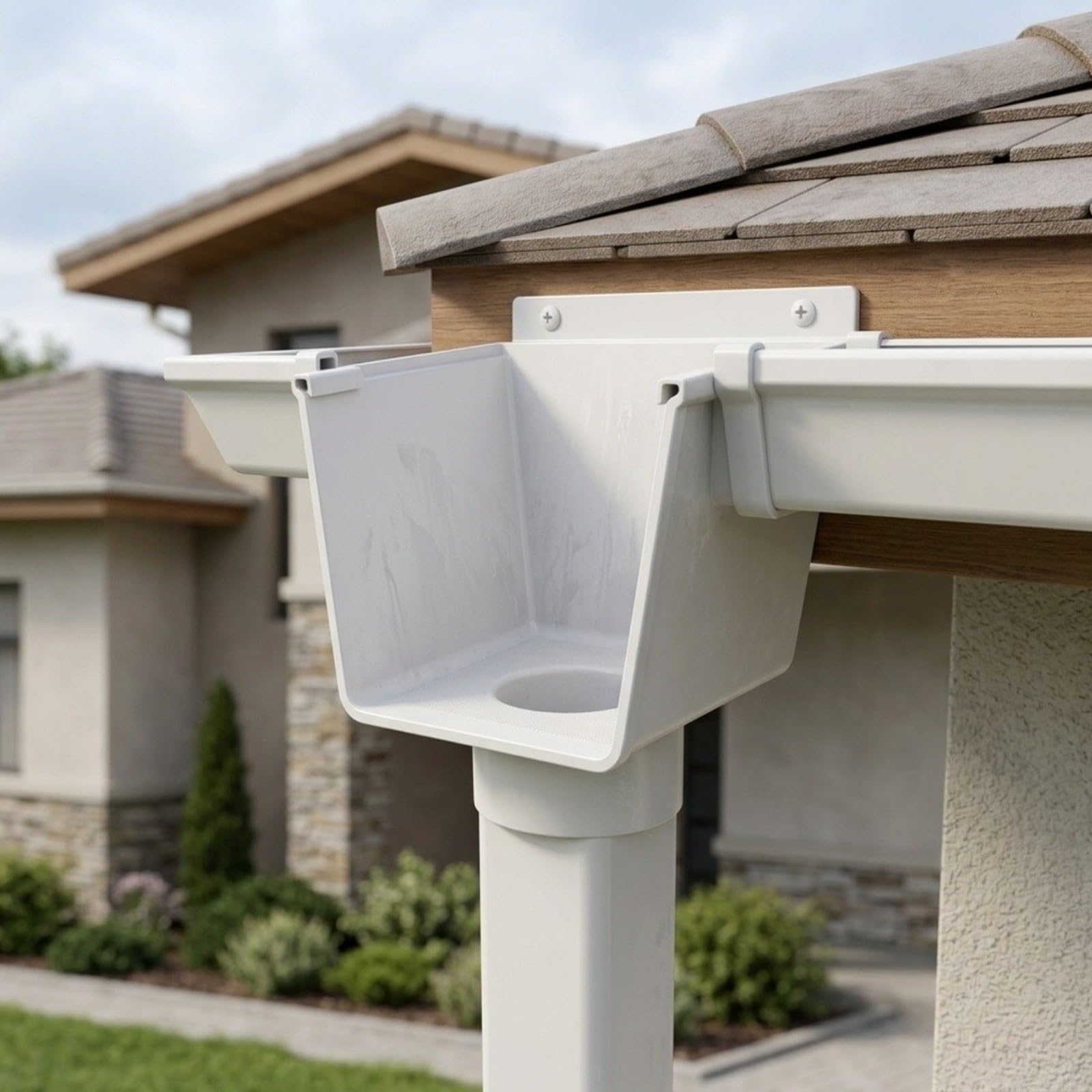 Grondaia in PVC con profilo a U 19 X 16 cm grondaia | Per il drenaggio del tetto e grondaia da giardino per casa, garage e giardino, terrazza e carport (L)