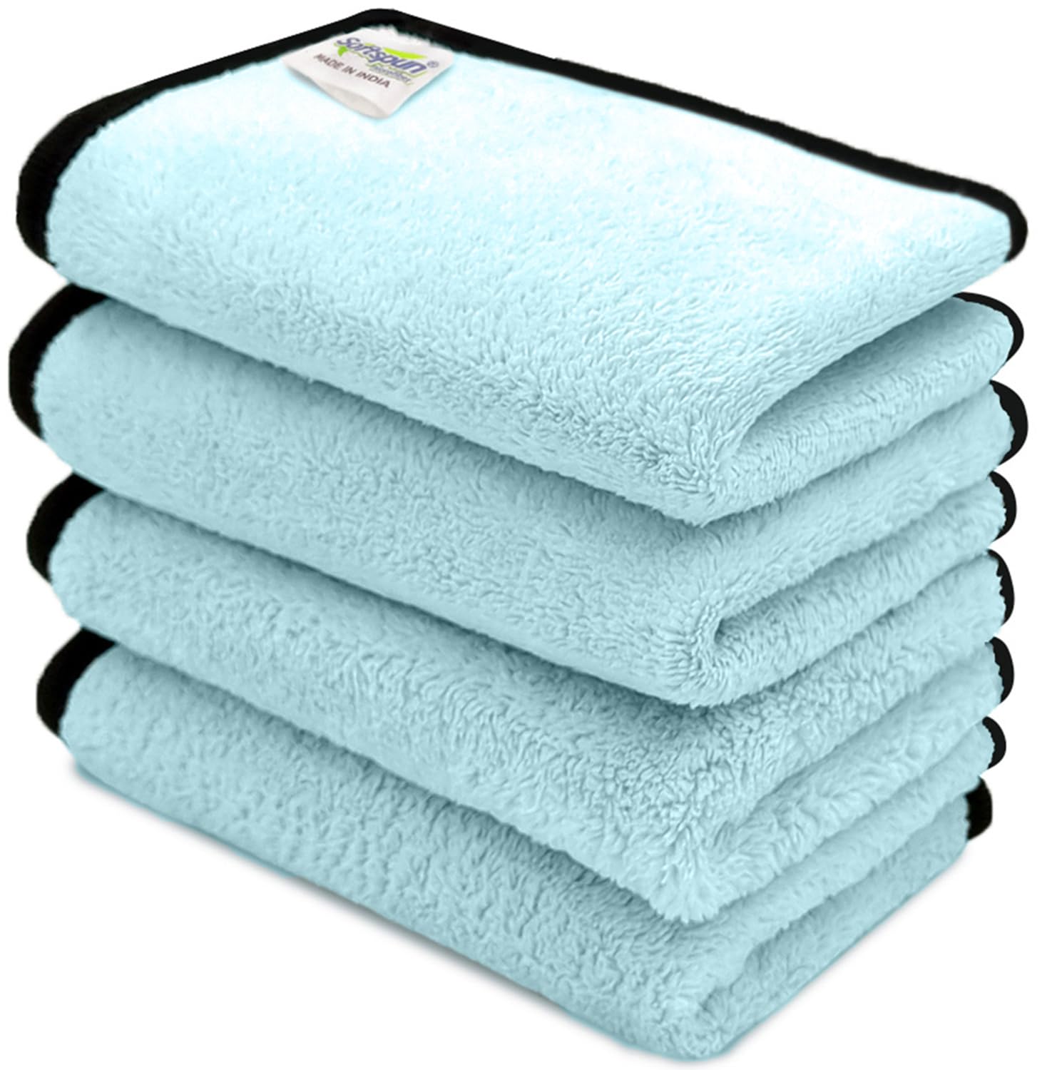 SOFTSPUN Microfiber Hand & Face Wipes 280 GSM 20x30 Cms, 4 Piece Towel Set, Light Sky Blue Super Soft & Silky for Hand, Face and Body - Hypoallergenic Sensitive Skin Wipes & Washcloths.-image-36