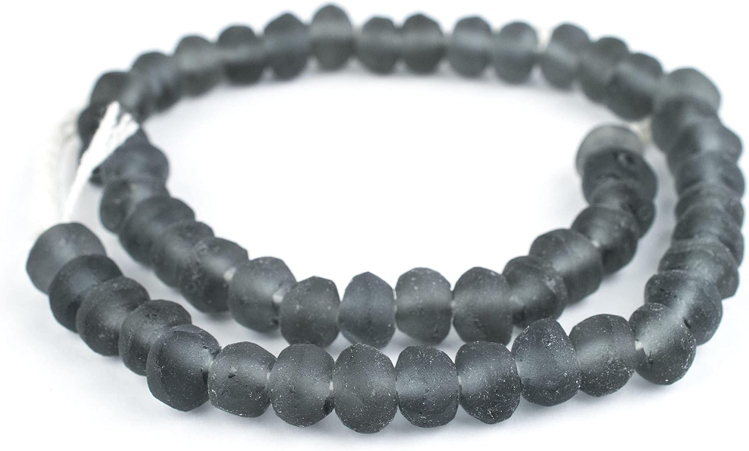 The Bead Chest Charcoal Grey Rondelle Java Recycled Glass Beads 11mm Indonesia Sea Glass Disk Large Hole 23 Inch Strand Fair Trade