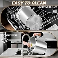 Vista 7 de Olla Grande de Caldo - Olla de Caldo de Acero Inoxidable de 24 Cuartos con Tapa, Olla de Sopa de Grado Comercial de Fondo Tri-Capa Resistente