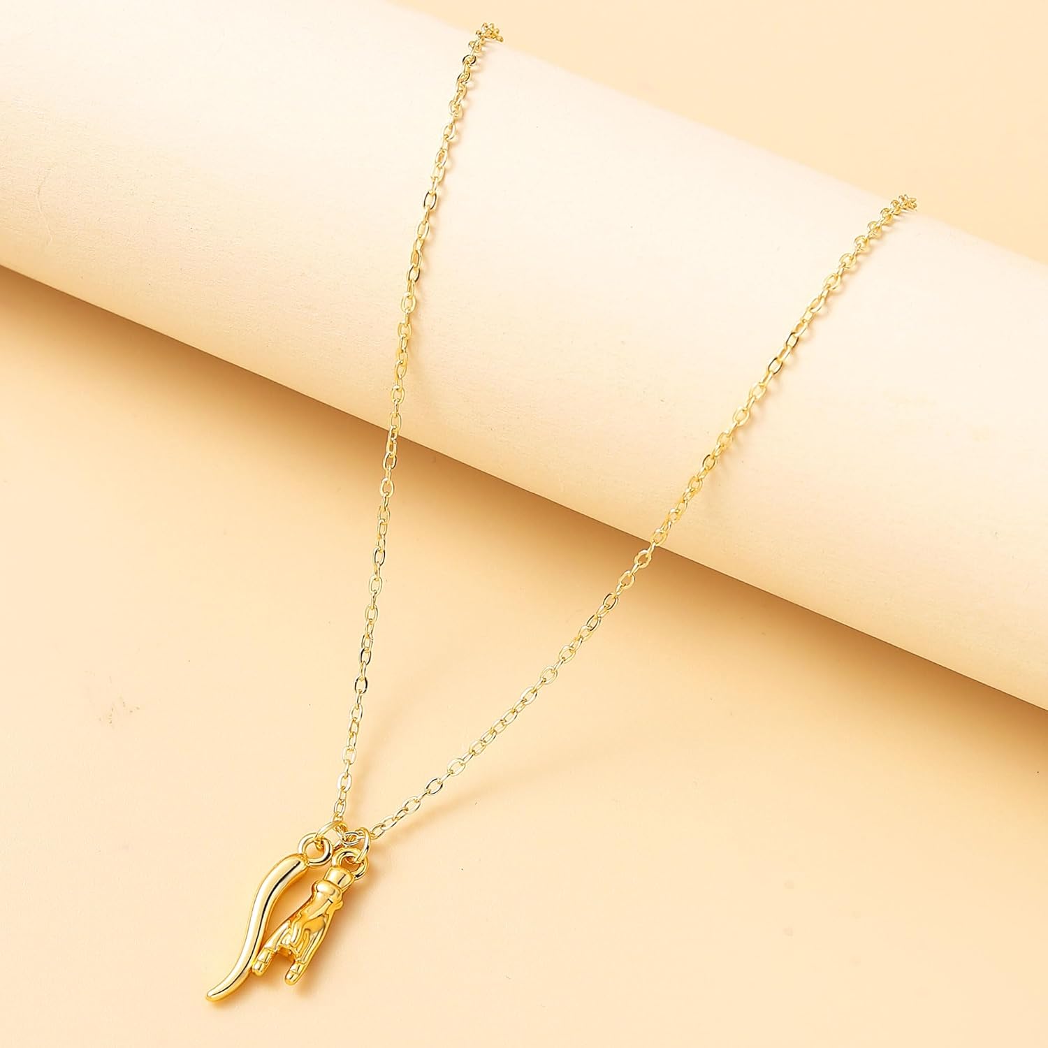 Cute Italian Horn Pendant Necklace for Women Protection Amulet Jewelry 18K Gold plated - Image 4