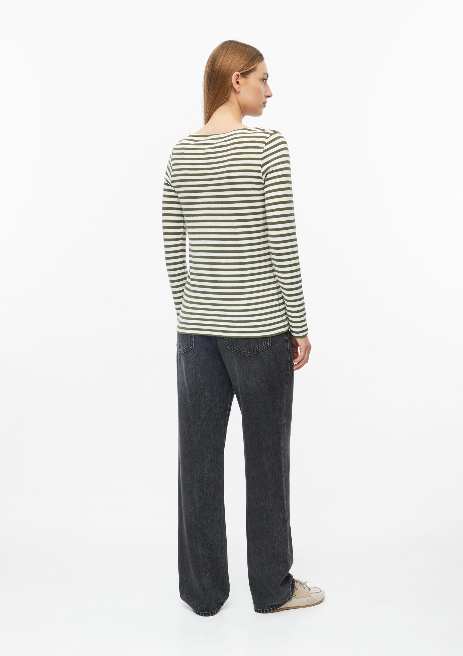 s.Oliver Bernd freier GmbH & co. kg/s.Oliver 2182446 - Camiseta de Manga Larga para Mujer, diseño de Rayas, Caqui Stripes, 48