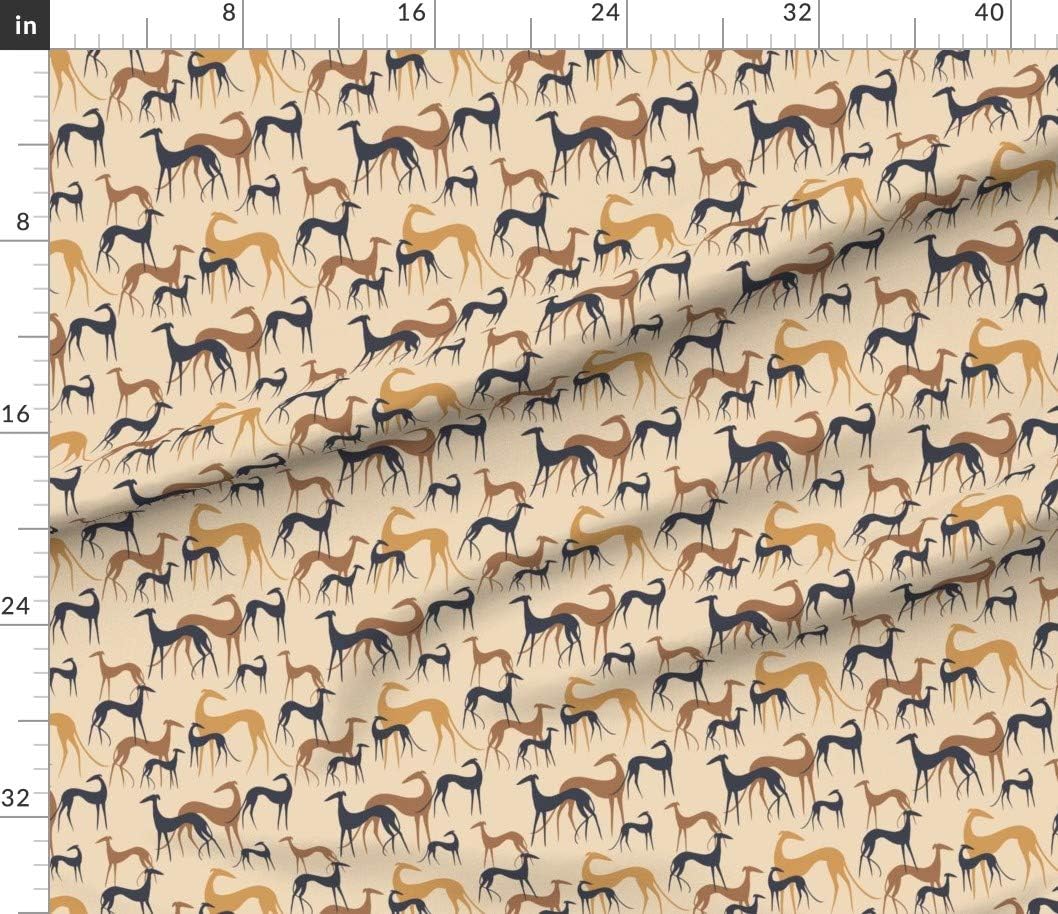 Spoonflower Fabric - Sighthounds Desert Dogs Greyhound Whippet Printed on Petal Signature Cotton Fabric by The Yard - Sewing Quilting Apparel Crafts Decor