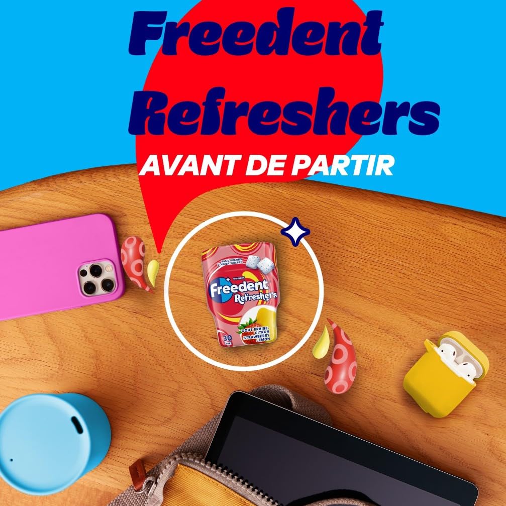 FREEDENT REFRESHERS Chewing-gum Fraise Citron 30 Dragées 67g
