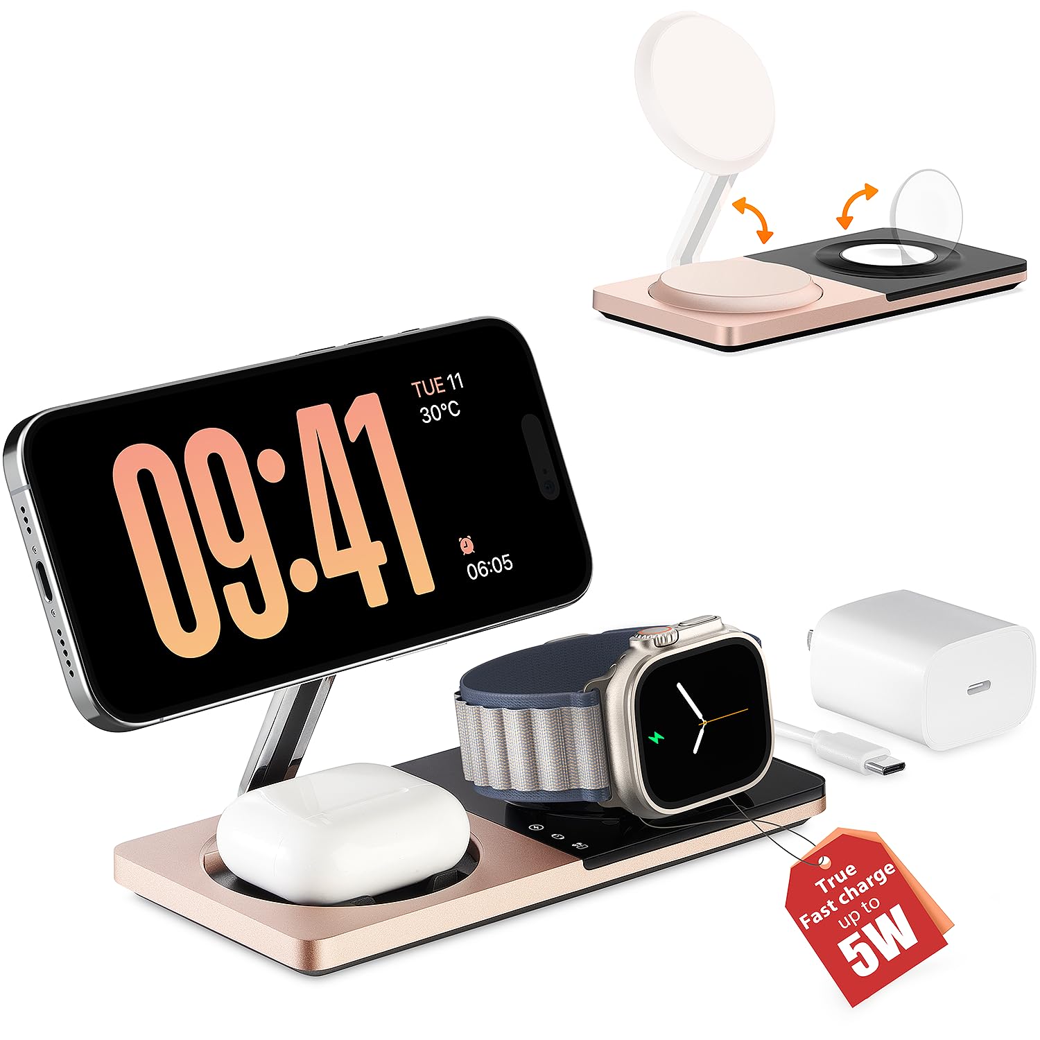 3 in 1 Charging Station for Apple Devices Mag-Safe Charger Stand Fast Charging Wireless Charger for iPhone 17