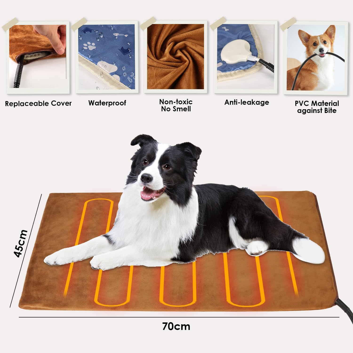 Asstikoo Pet Heating Pad,Adjustable Dog Heating Pad with Timer and 30-60℃ Temperature,Pet Indoor Heating Blanket for Cat Dog with Chew Resistant Cord,Long-Time Working Electric Pet Heated Mat(L) 6 71cTicnfjML. AC SL1500