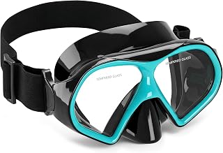 Aegend Swim Goggles with Nose Cover for Adults, Tempered Glass Mask | 180° Panoramic View, Anti-Fog No-Leak Diving Mask with Woven Strap, Soft Silicone Seal, Snorkeling, Swimming & Diving