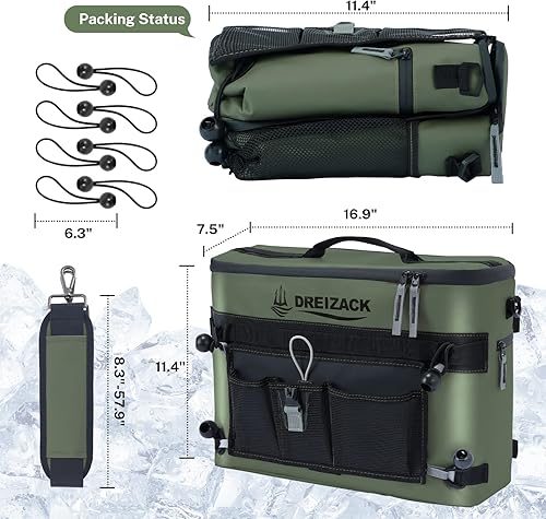 Miniatura 7 de Dreizack Enfriador de kayak detrás del asiento, enfriador impermeable para kayak, enfriador de tabla de remo, compatible con silla de césped,