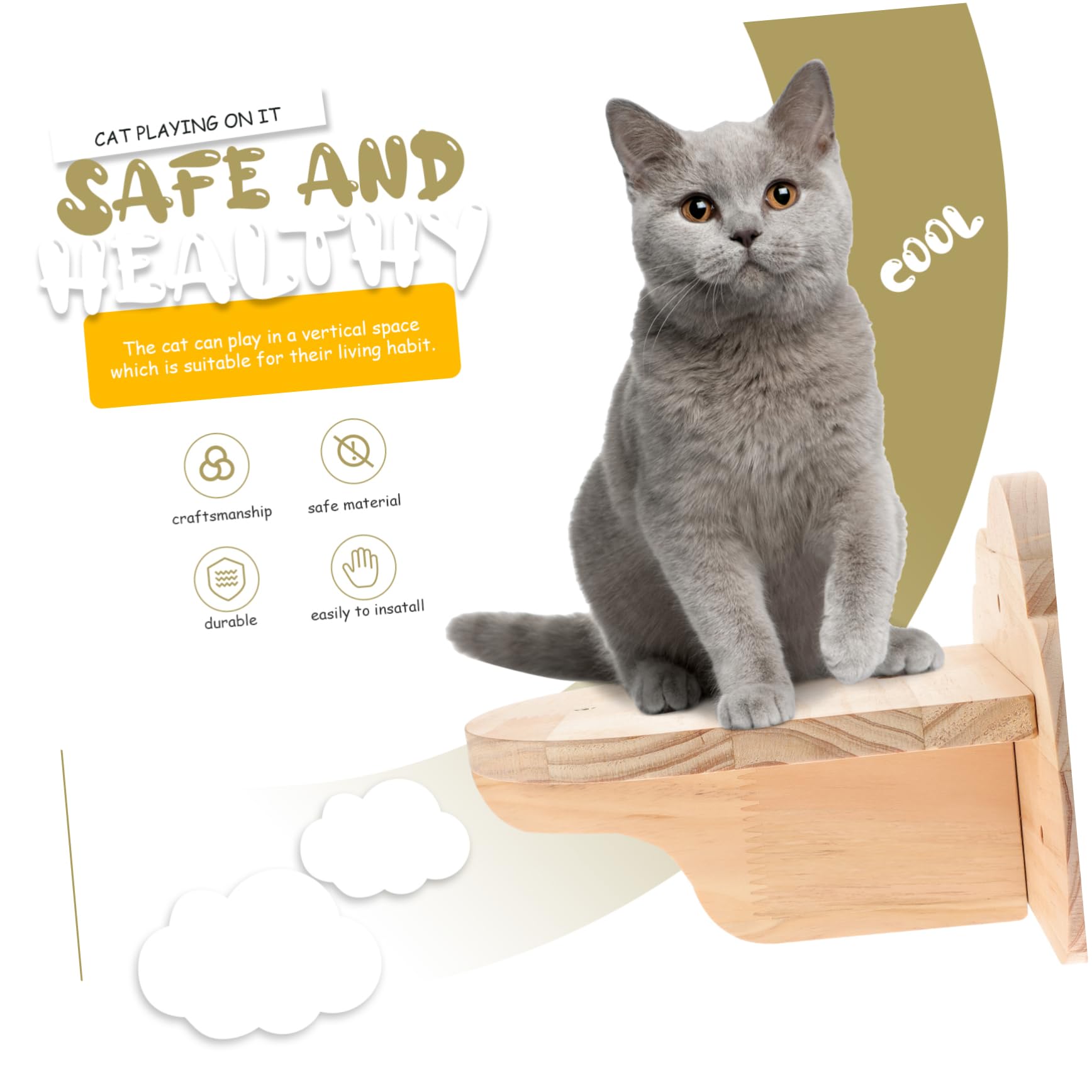 Cat Tree Piattaforma Multi-livello, Arrampicata Regolabile in Legno | Criceti e Altri Animali Domestici, Uso Indoor, Supporto per Salti, Accessori per Proprietari