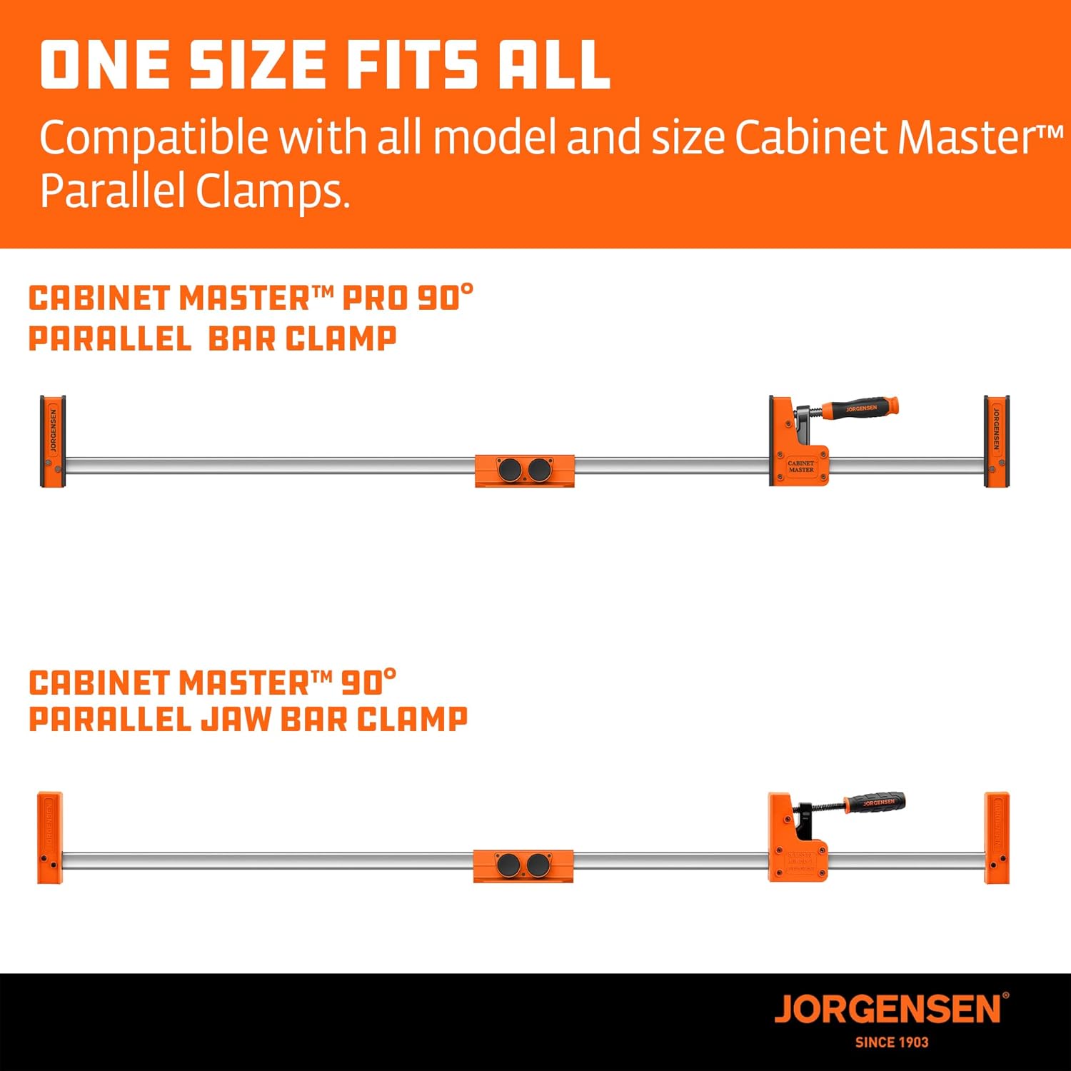 Jorgensen Parallel Clamp Extender, Heavy-Duty Aluminum Connector for Cabinet Master Clamps, 2200LBS Strength, Quick Tool-Free Lock, Extend Clamping Range for Woodworking and Cabinets