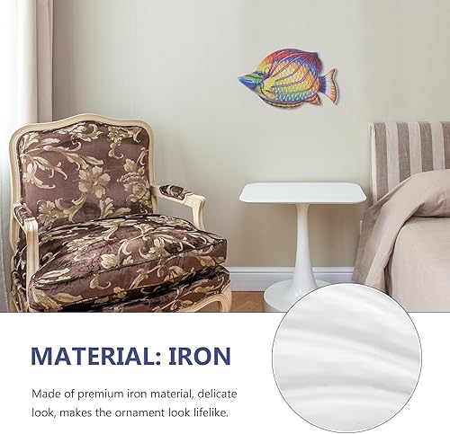 Miniatura 6 de LIFKOME Decoración de pared de peces de metal, escultura de peces tropicales de 11.7 pulgadas, arte de pared para decoración de interiores, jardín,