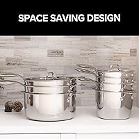 Vista 3 de Nuwave Juego de utensilios de cocina Pro-Smart de acero inoxidable de 9 piezas, construcción resistente de tres capas, asas ergonómicas que se