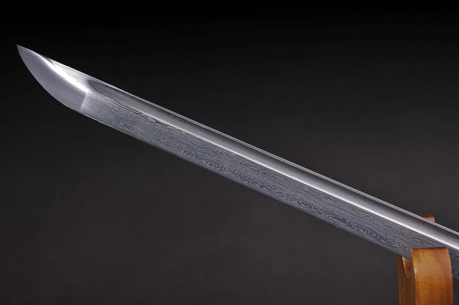Full Handmade Katana Japanese Samurai Straight Sword Sharp Edge Damascus Folded Steel Blade