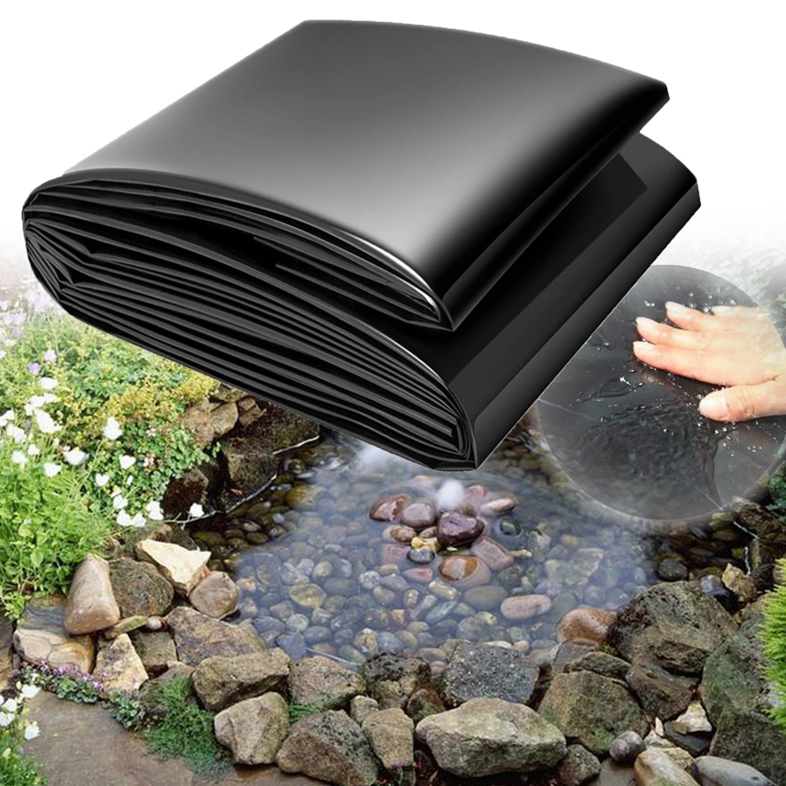 Rivestimento per stagno resistente per piscine Koi, rivestimento in gomma impermeabile per fontane e stagni, rivestimento da giardino a prova di umidità (dimensioni: da 3 x 1 m a 10 x 6 m)