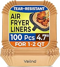 Small Air Fryer Liners Disposable, 2 QT Parchment Paper for COSORI 2.1 Qt Air Fryer, 100PCS 4.7 Inch Square Baking Paper Sheets for Mini Airfryer Basket
