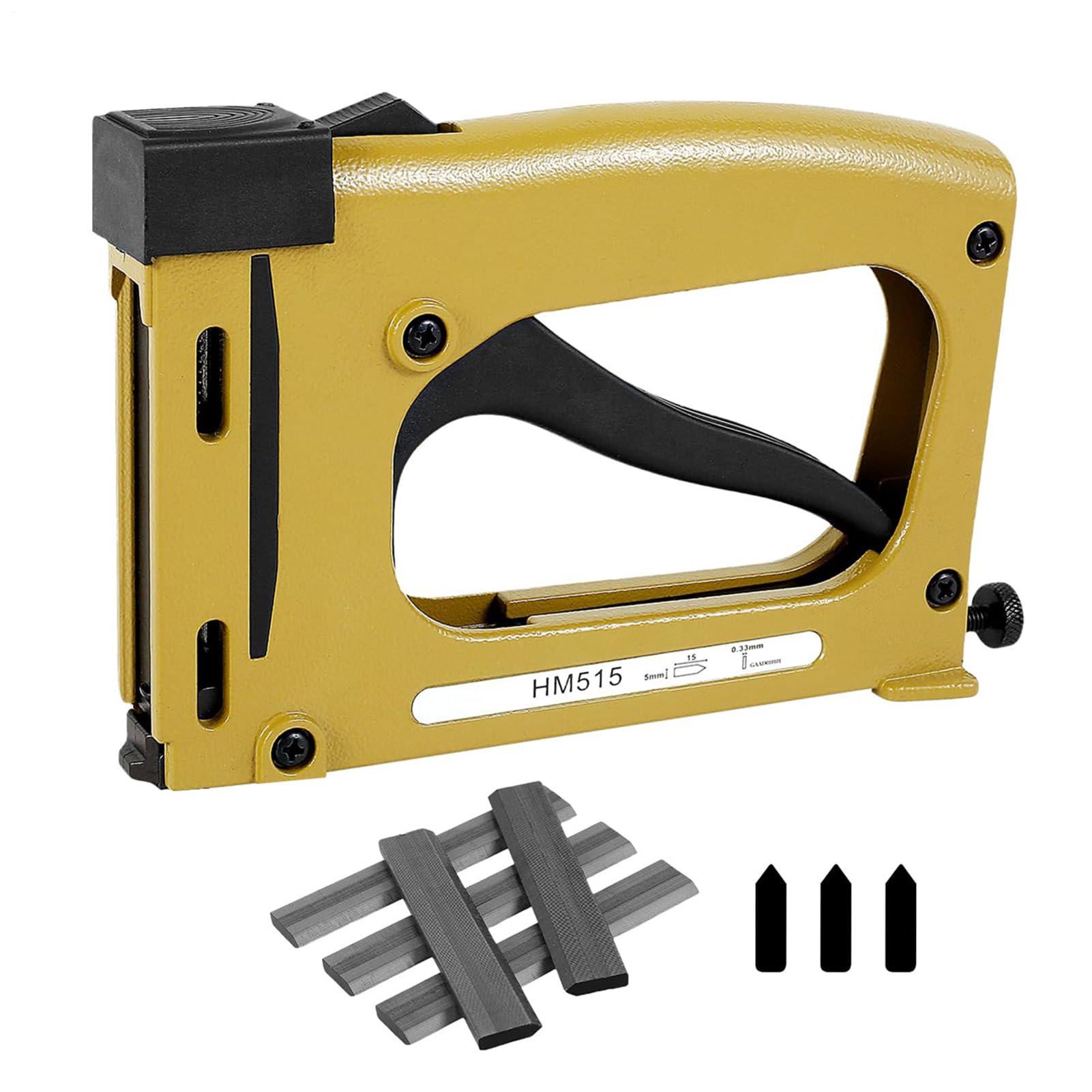 Point Drivers for Picture Framing - Adjustable Hand Stapler Push Tool | Manual Framing Tool with 1000pcs Points, Perfect for Photo Frames Backboards Artwork and Canvas Installation, 20x12.5x3cm Gold