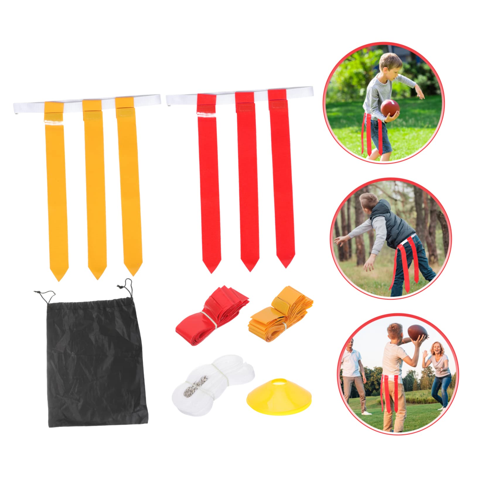 Abaodam Ceinture de Football avec Drapeaux Réglable pour Rugby Jeu Extérieur et Entraînement Ensemble Complet Ceintures Drapeaux et Jaunes pour Match et Loisirs