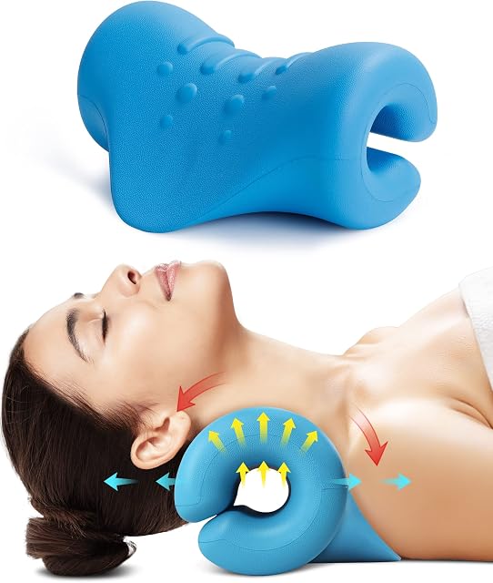 Neck and Shoulder Relaxer,Portable Cervical Traction Device Neck Stretcher,Neck Posture Corrector Chiropractic Pillow for TMJ Pain Relief and Cervical Spine Alignment