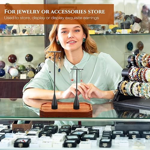 Miniatura 6 de Wesiti Paquete de 6 soportes de metal para aretes en T, soporte de exhibición al por menor, soporte de exhibición de aretes en T, soporte de joyería